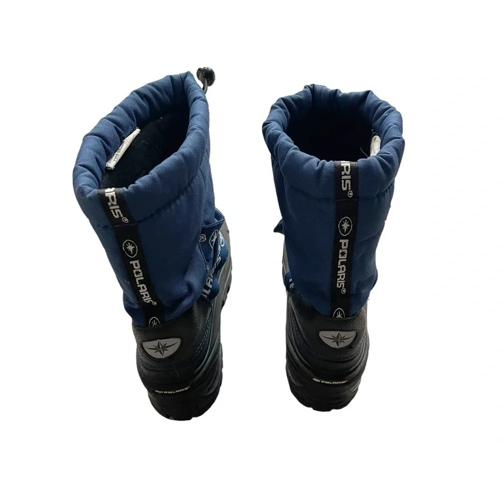 Polaris BOYS Blue Black Snow Boots cinch Closure, Size 5